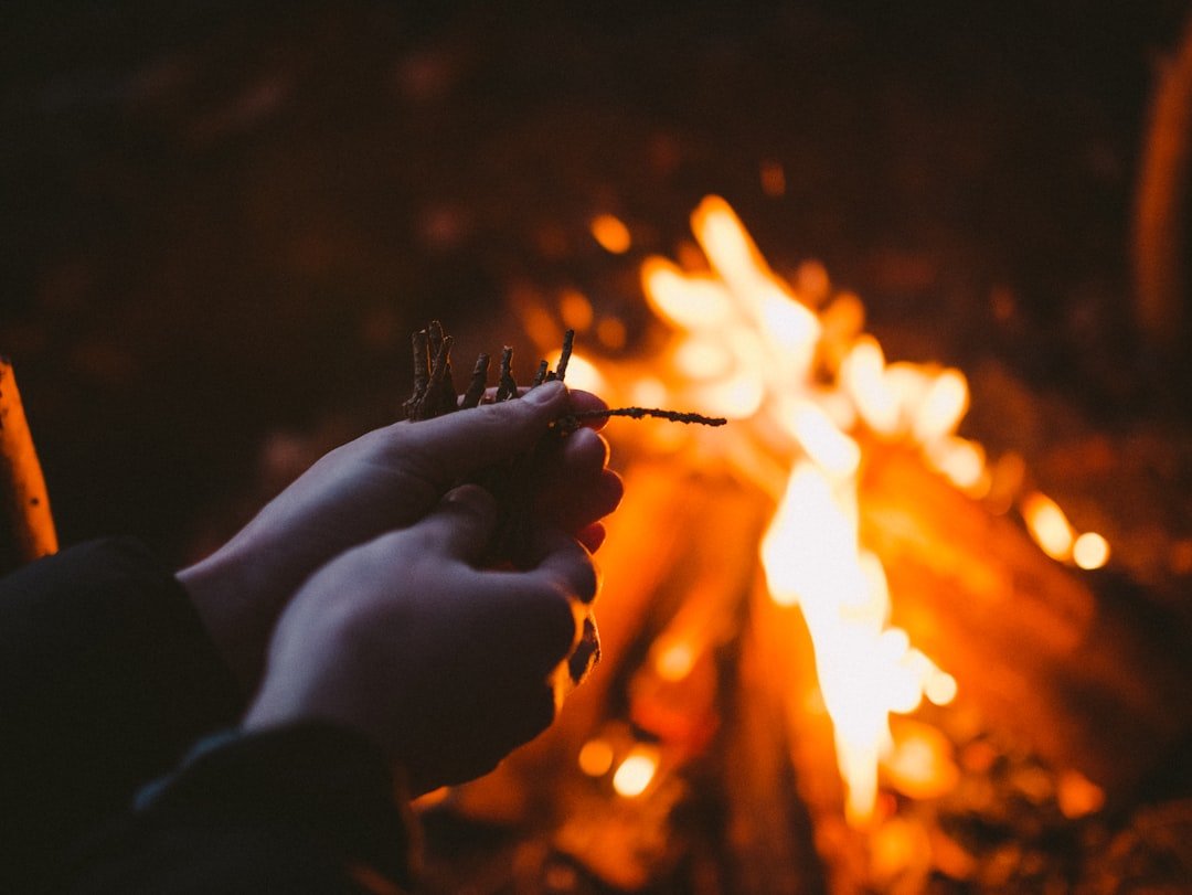 person holding fire during night time