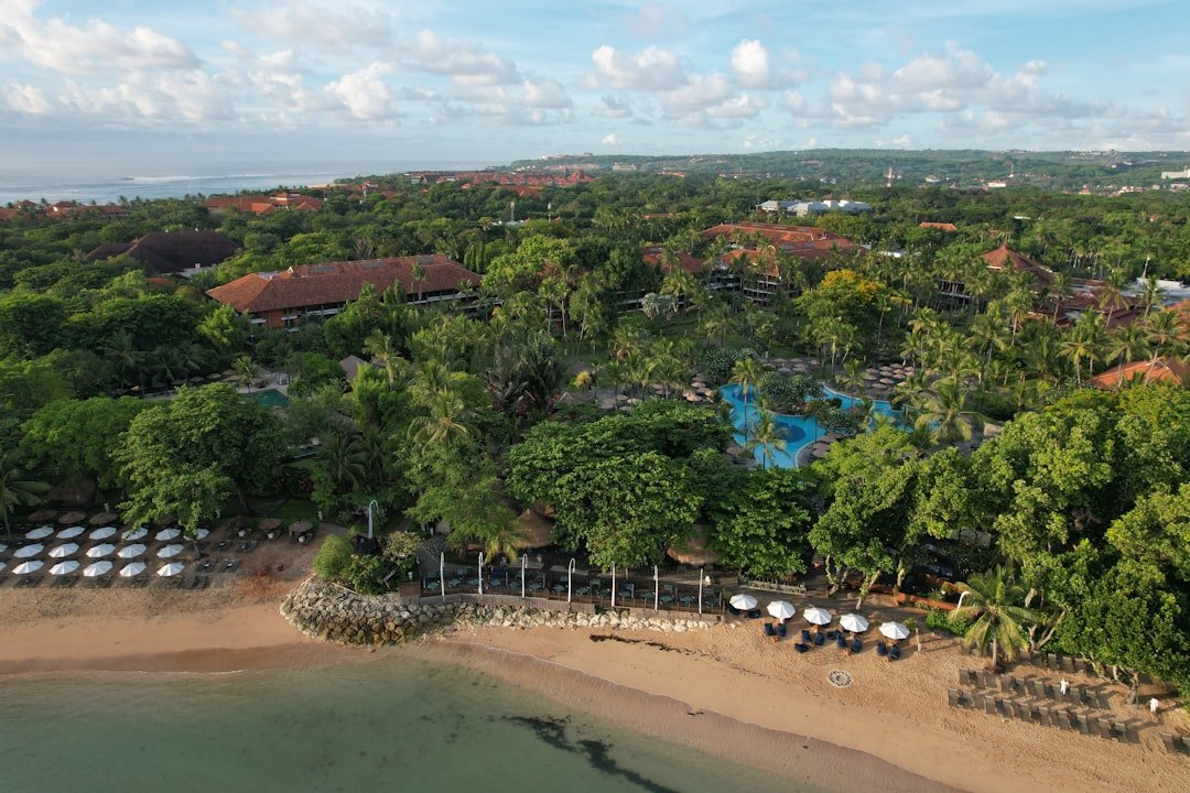 A bird's eye view of a beach resort
