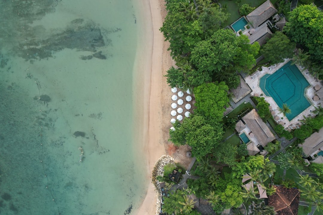 A bird's eye view of a beachfront resort