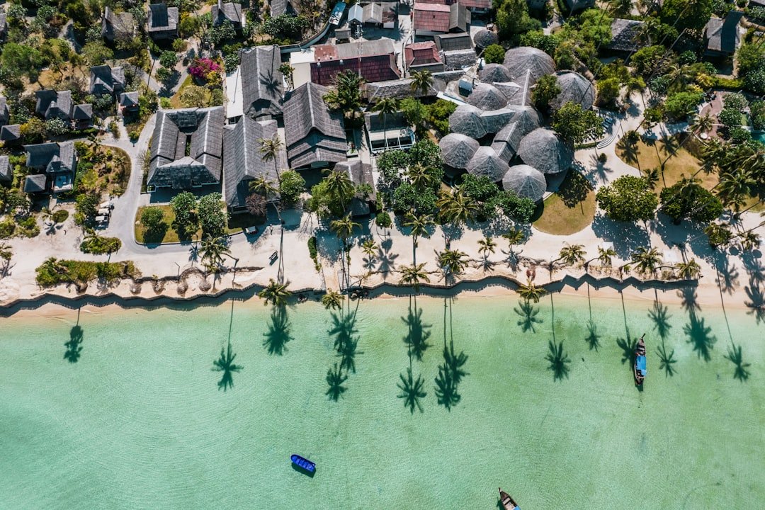 A bird's eye view of a beach resort