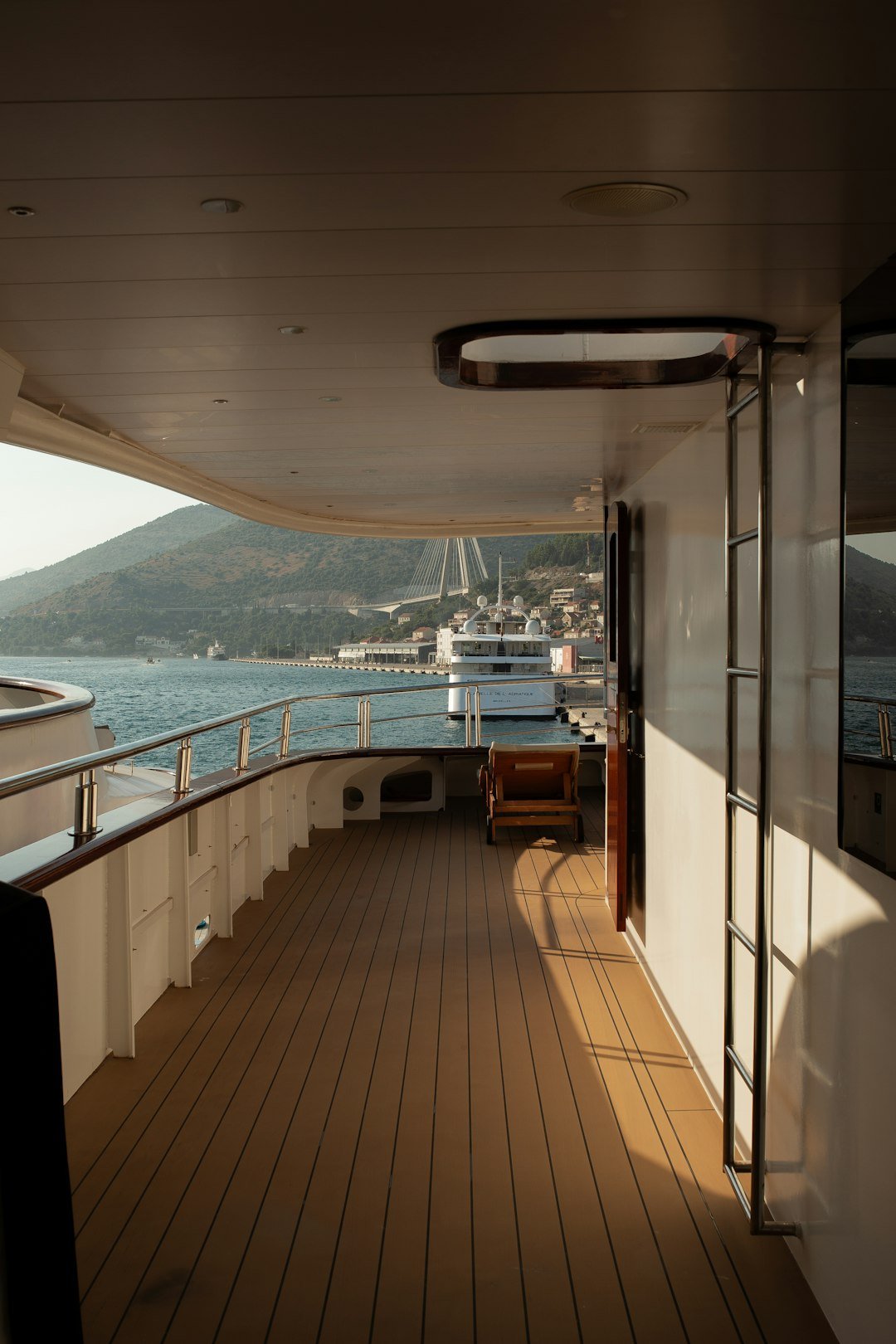 A view of a boat from the deck of a boat