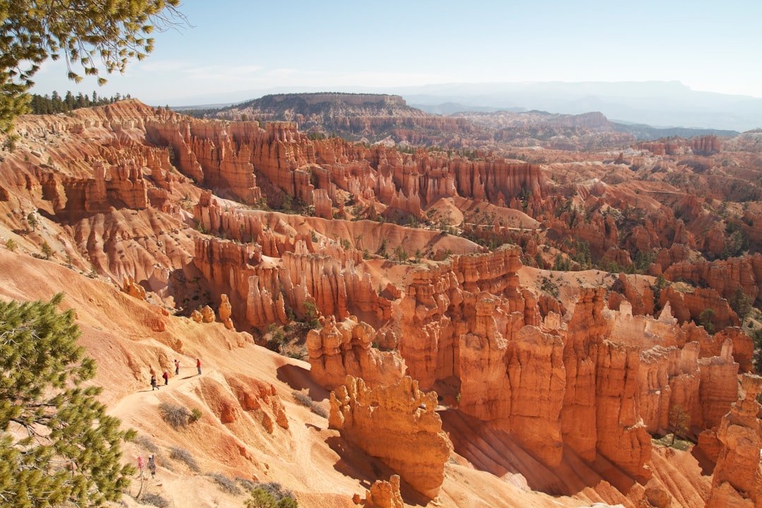 a group of people standing on top of a cliff